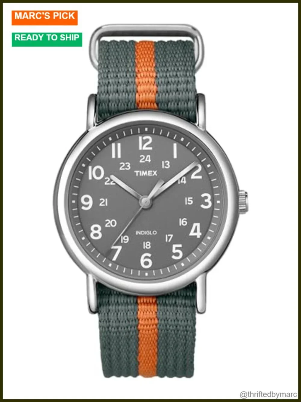 38mm Analog Wrist Watch with Nylon Strap and INDIGLO Backlight